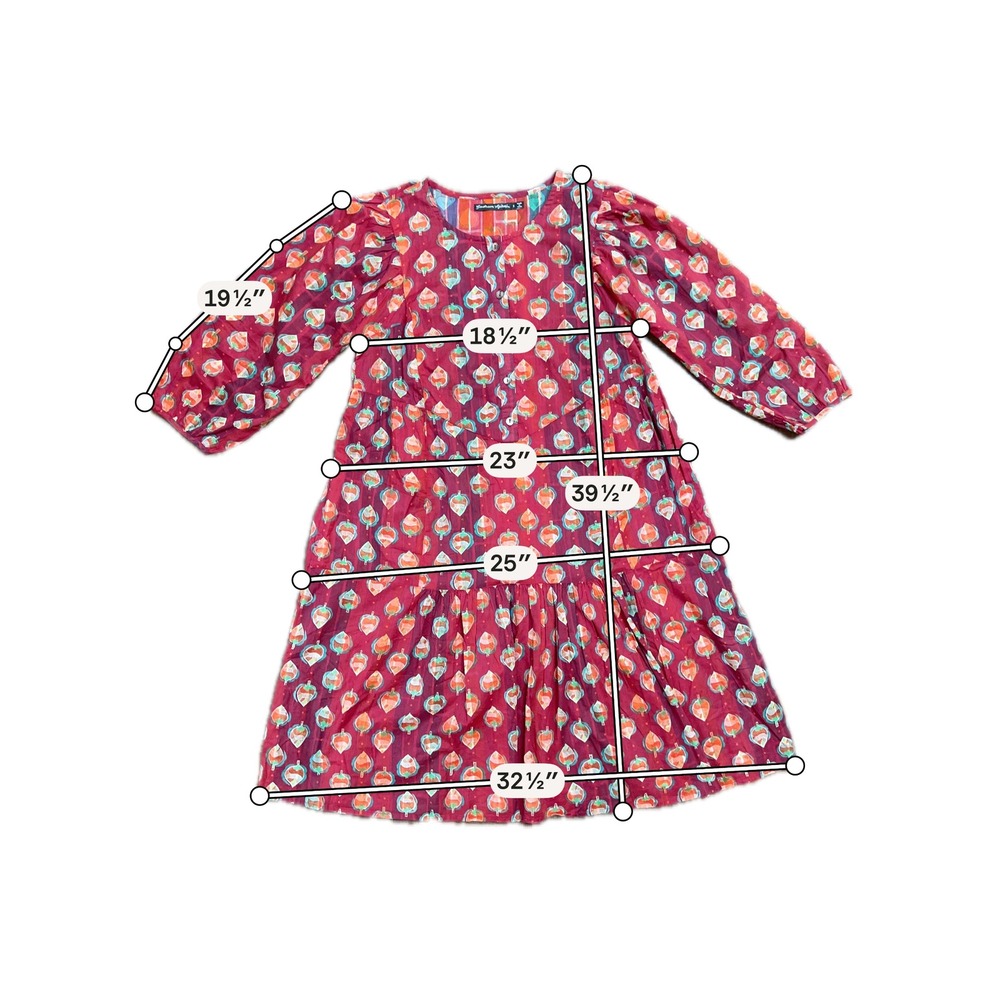 Gudrun Sjoden Red Leaf Print Organic Cotton Tiered Midi Dress Women Size S Artsy - Picture 5 of 8